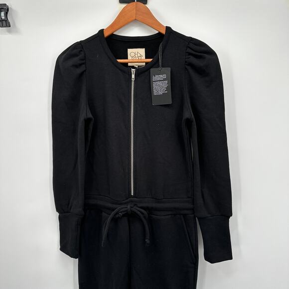 CHASER x EVEREVE NWT Puff Sleeve Zipper Front Jumpsuit in Black // XS - Picture 6 of 15